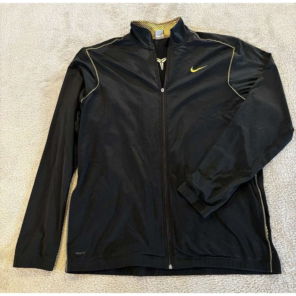 Nike Track Jacket Mens XXLT Black Lightweight Full Zip Hooded Kobe Bryant Mamba